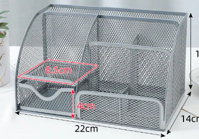 Large Capacity Metal Desktop Organizer - Pen & Document Holder