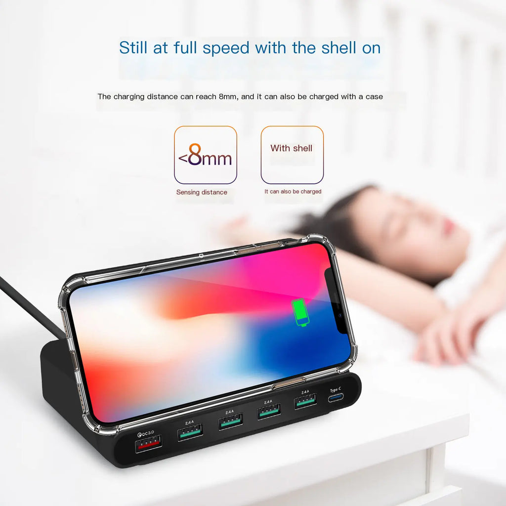 Multi-Port Wireless Charger with 6 USB-C Ports