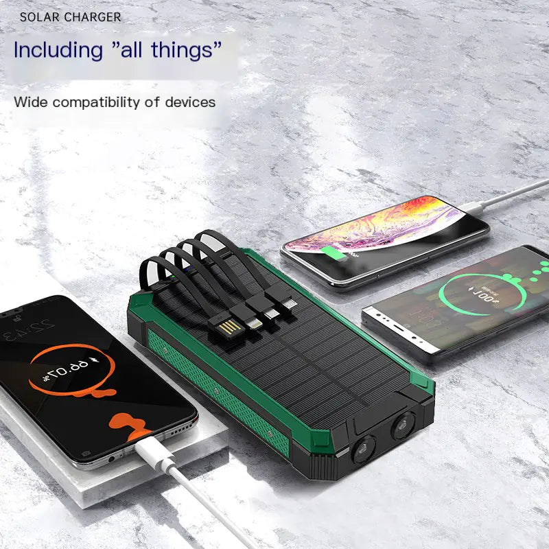 Outdoor High-Capacity Wireless Power Bank with LED Solar