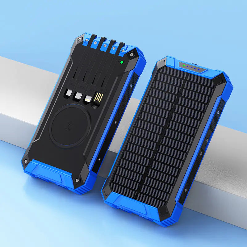 Outdoor High-Capacity Wireless Power Bank with LED Solar