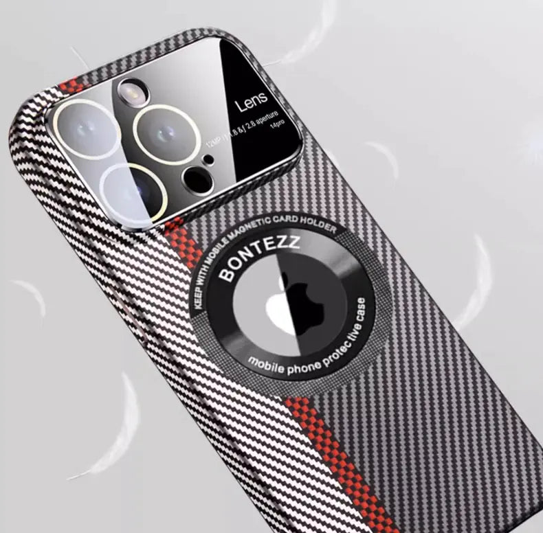 Magnetic Carbon Fiber Frosted Phone Case for Large Windows