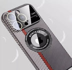 Magnetic Carbon Fiber Frosted Phone Case for Large Windows