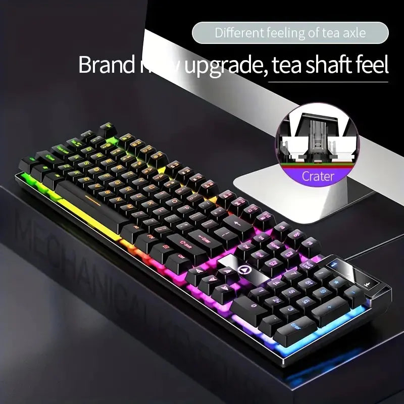 Cool Mechanical Feel USB Wired Gaming Keyboard for Office