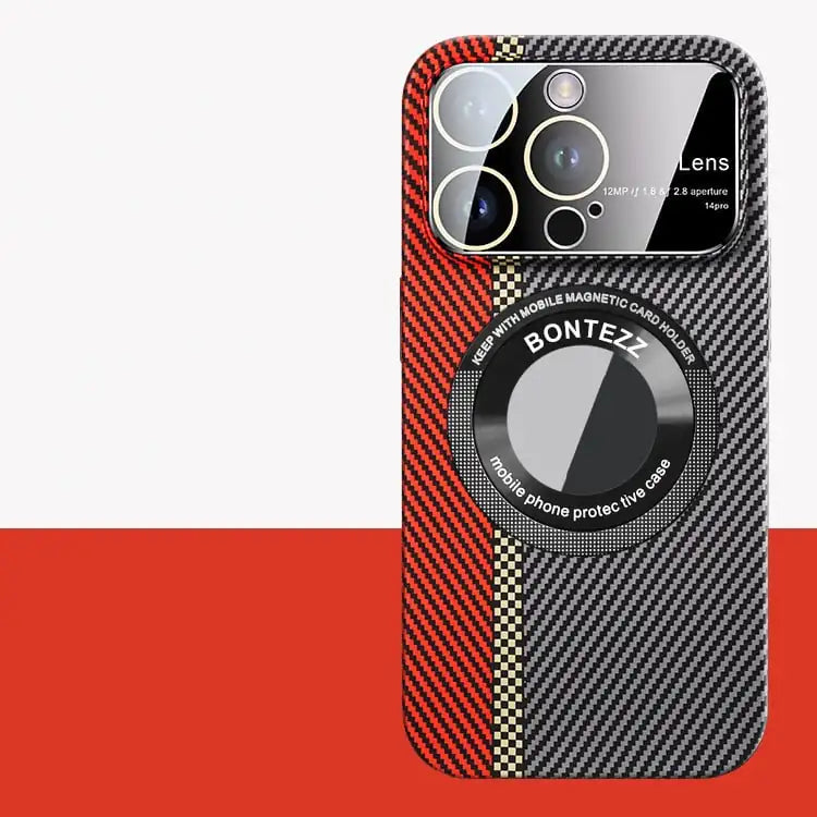 Magnetic Carbon Fiber Frosted Phone Case for Large Windows