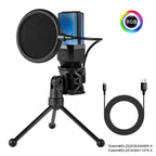 USB RGB Microphone with Stand for Gaming and Video