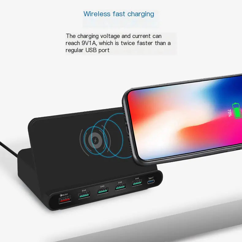 Multi-Port Wireless Charger with 6 USB-C Ports