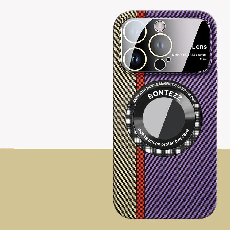 Magnetic Carbon Fiber Frosted Phone Case for Large Windows