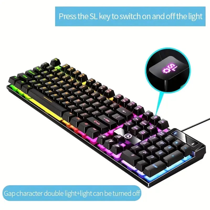 Cool Mechanical Feel USB Wired Gaming Keyboard for Office
