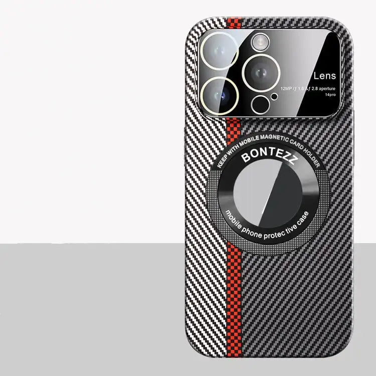 Magnetic Carbon Fiber Frosted Phone Case for Large Windows