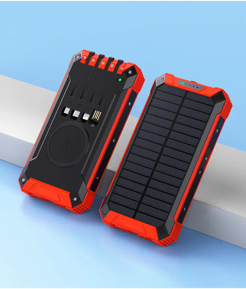 Outdoor High-Capacity Wireless Power Bank with LED Solar