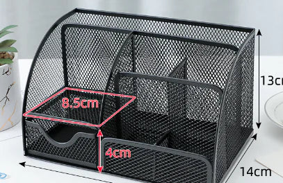 Large Capacity Metal Desktop Organizer - Pen & Document Holder