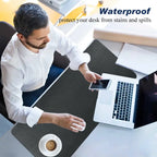 PU Leather Desk Pad Organizer - 31" x 13" Waterproof