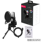 USB RGB Microphone with Stand for Gaming and Video